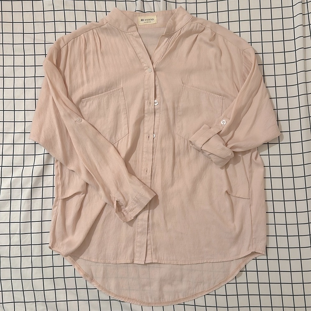 Pink button down shirt